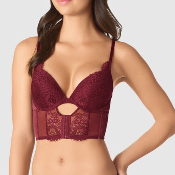 La Senza Push up Longline Velvet Lace Bra | US M - Picture 1 of 7